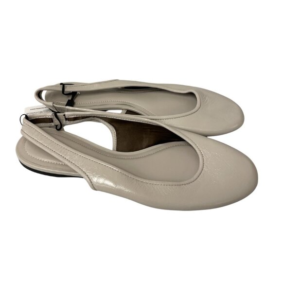 Zara Womens Leather Slingback Ballet Flats EU 41 US 10 off White 1549/510 NWOB - Picture 3 of 9
